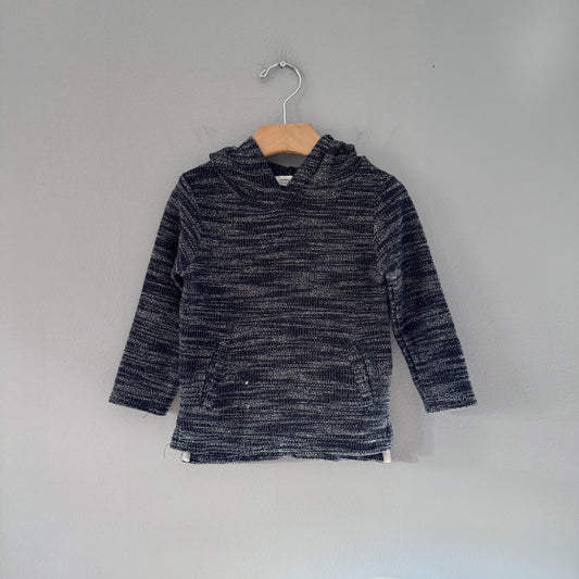 Miles baby / Navy woven hoodie / 2Y
