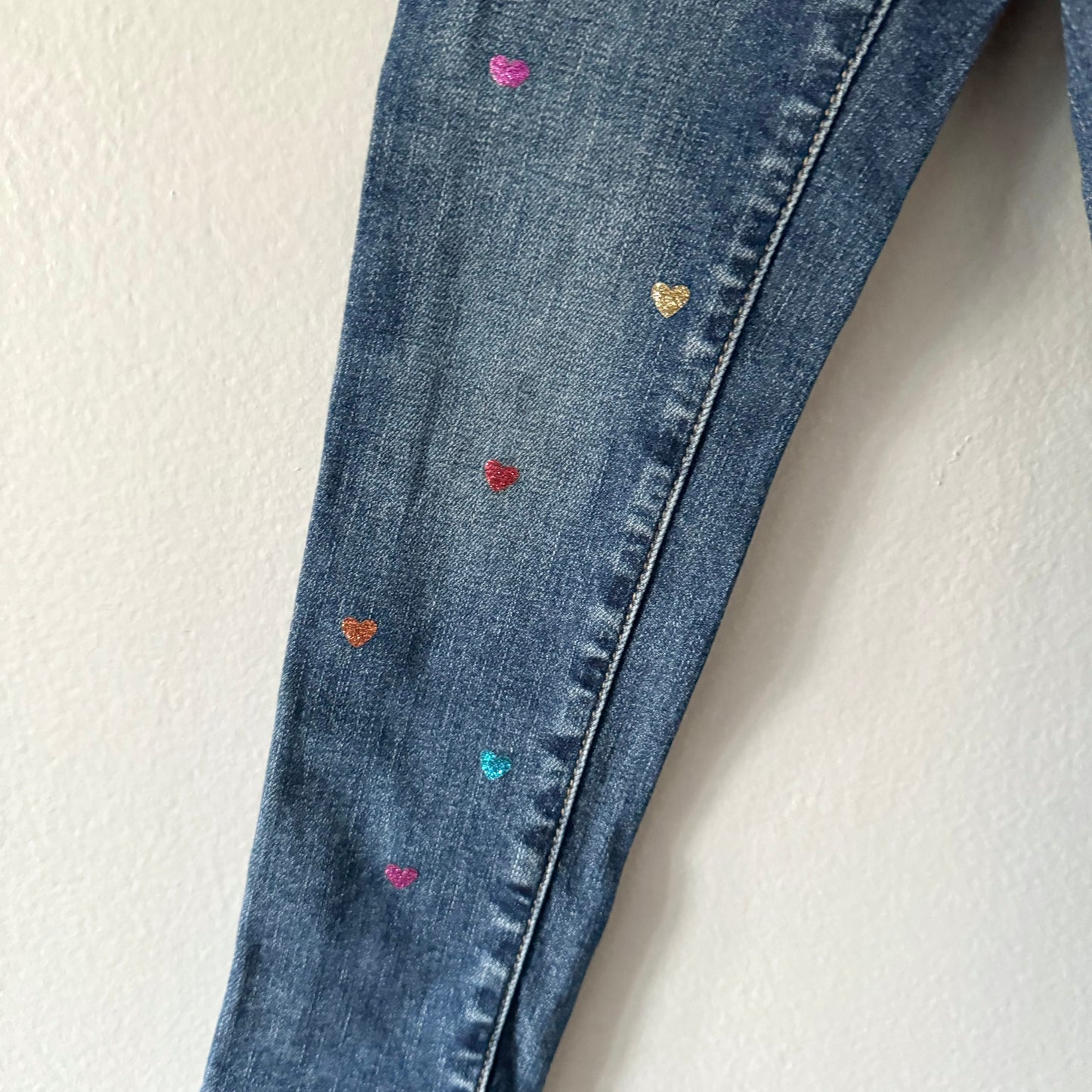 Gap / Stretch denim with sparkle hearts / 4Y