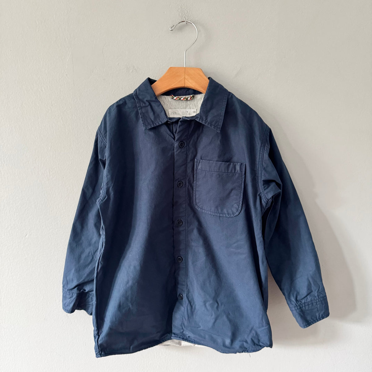 Zara / Cotton lined navy shirt / 7Y
