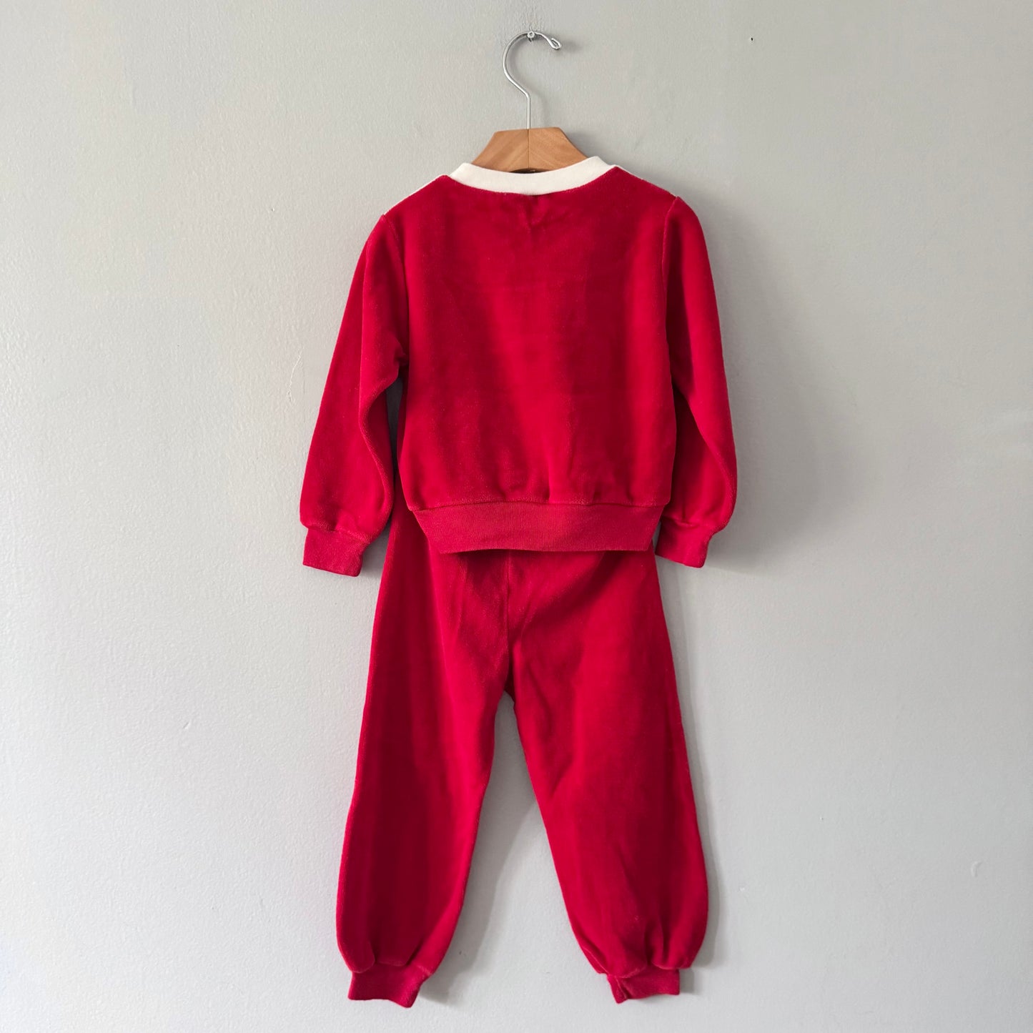 Vintage / Red velour pullover and pants set / 3X