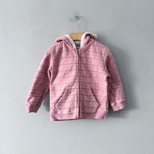 Roots / Light pink x sequin zip up hoodie / 3T