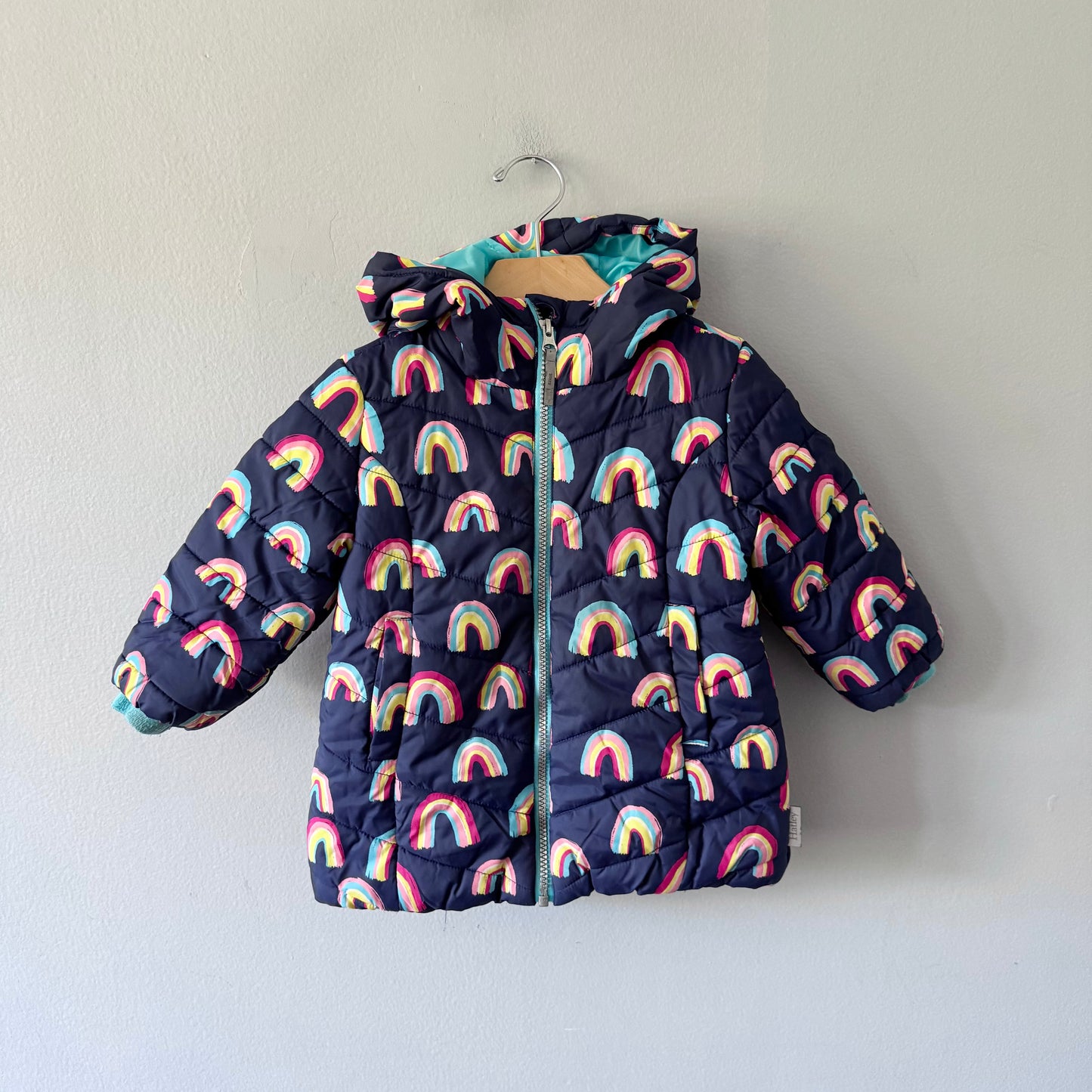 Hatley / Navy x rainbow puffer jacket / 2T