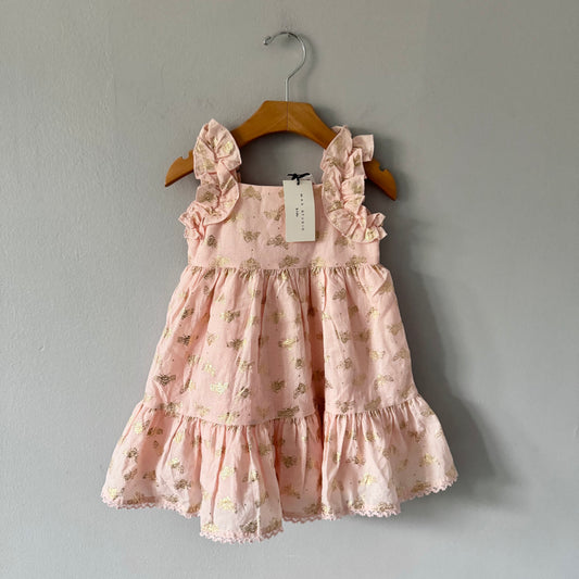 Max Studio / Robe à volants orange clair x abeille / 24 mois - Neuve avec étiquette