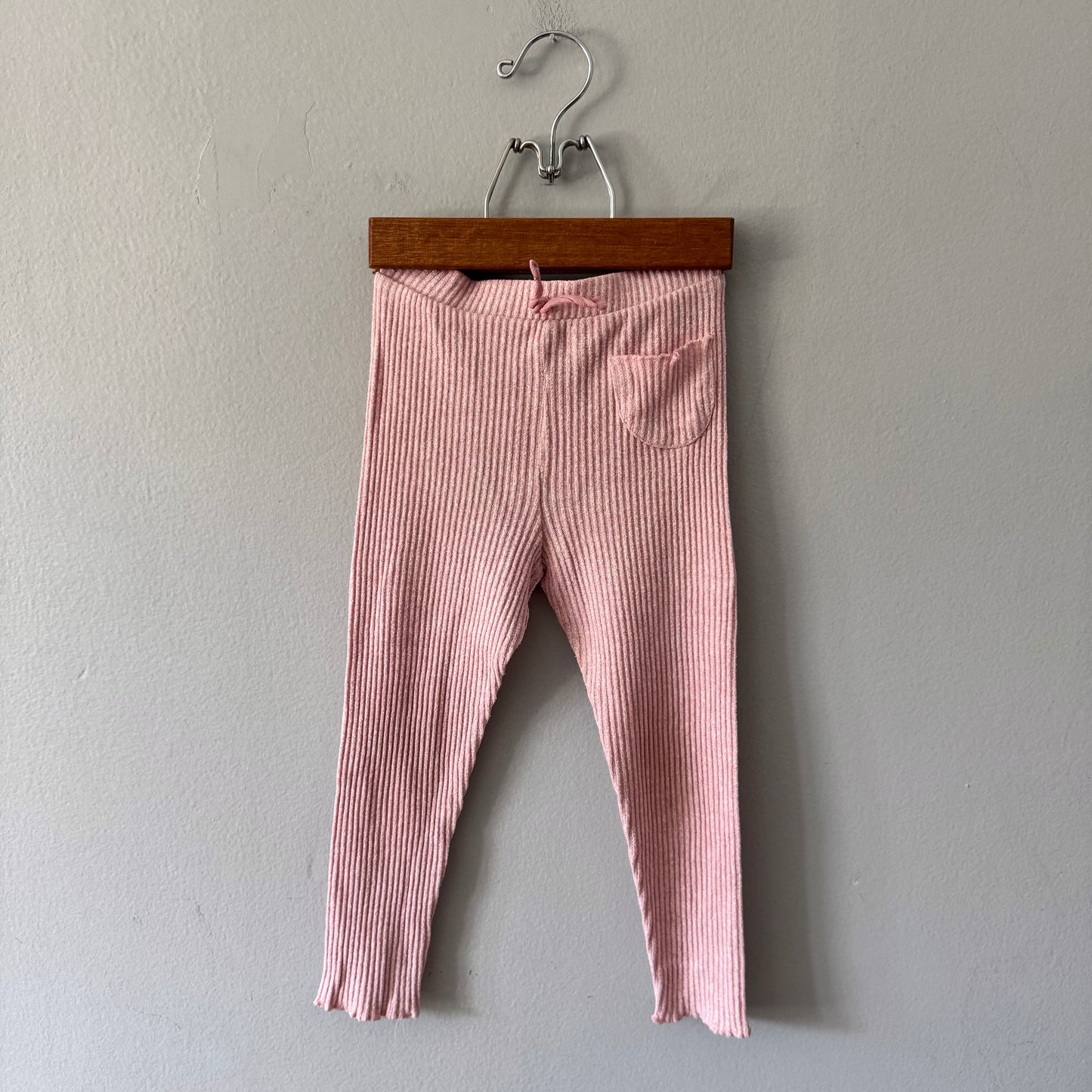 Zara / Pink ribbed knit leggings / 3-4Y