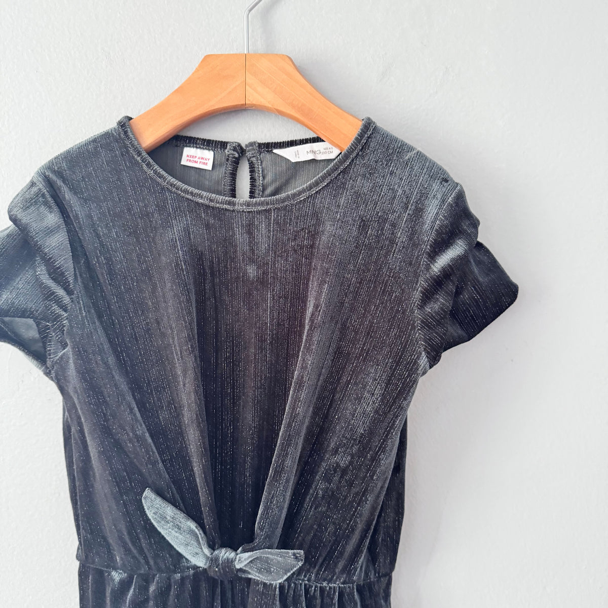 Mango / Dark grey velour jumpsuit / 4-5Y