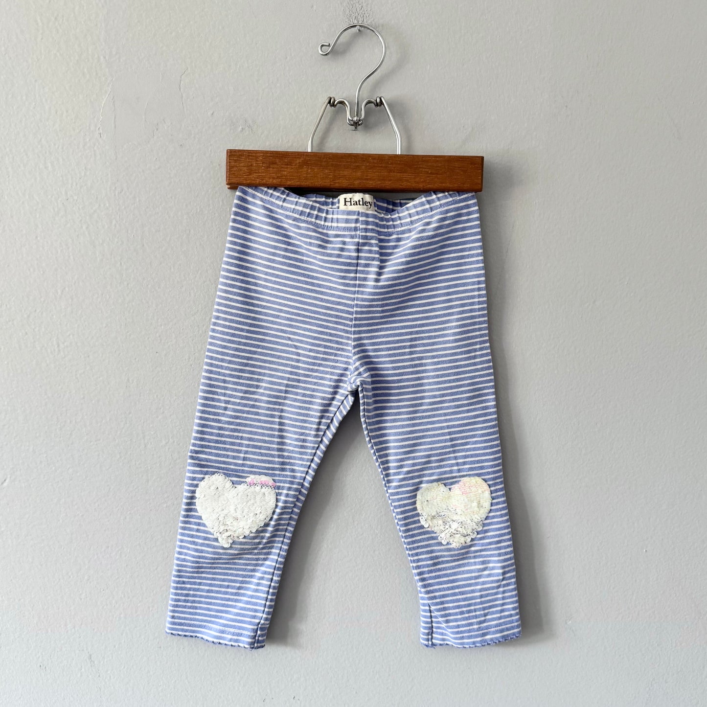 Hatley / Stripe x heart sequin leggings / 5Y