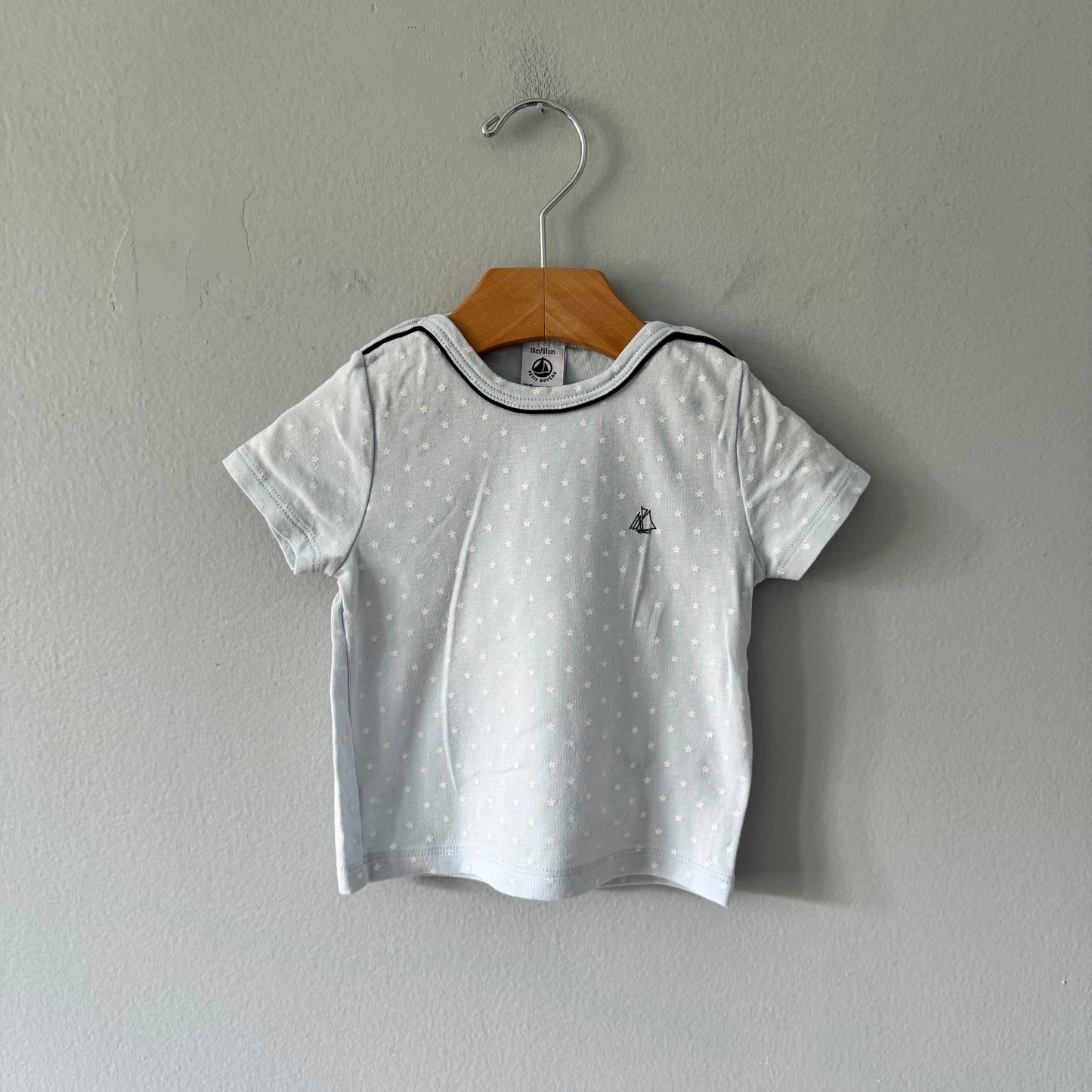 Petit bateau / Light blue x star T-shirt / 18M