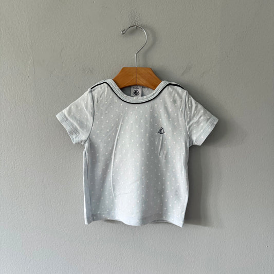 Petit bateau / Light blue x star T-shirt / 18M