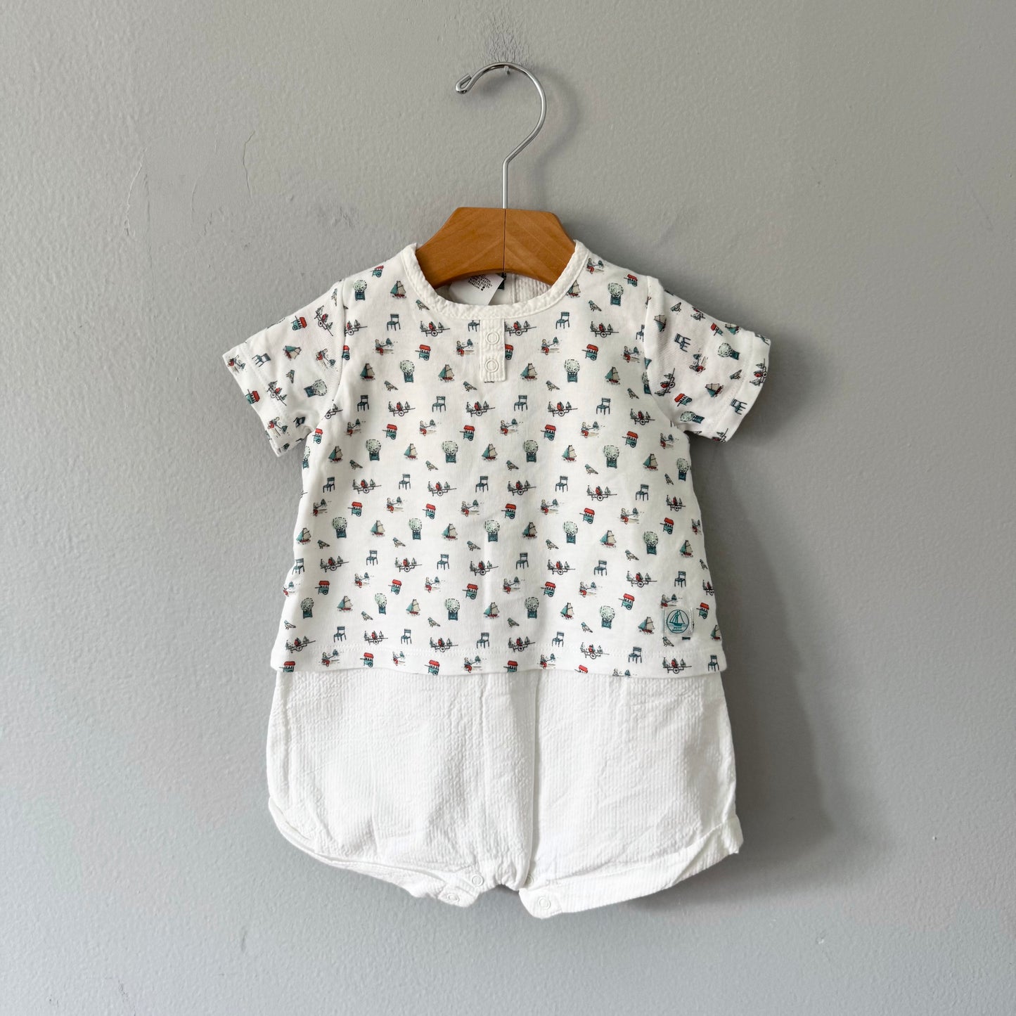 Petit Bateau / White romper / 6M - Brand new