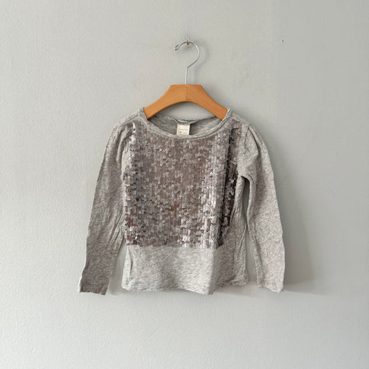 Crewcuts / Light grey x sequin long sleeve top / 3Y