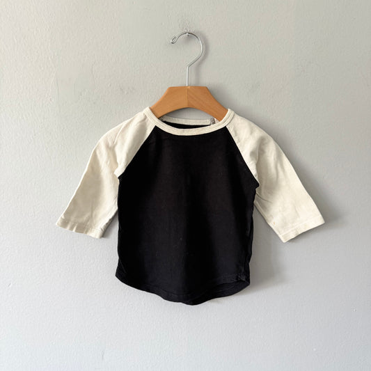 Mini Mioche / White x black raglan long sleeve / 12-18M