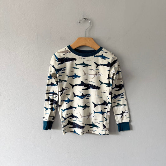 Hatley / White x shark pajama top / 5Y