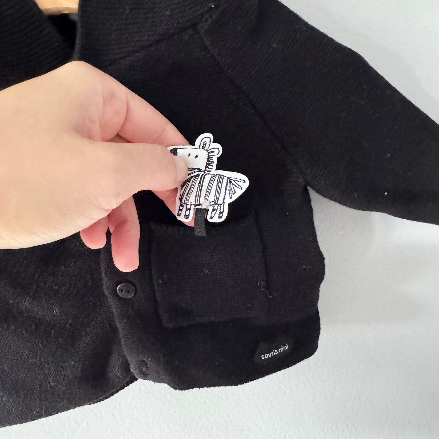 Souris mini / Black cotton cardigan / 0-3M