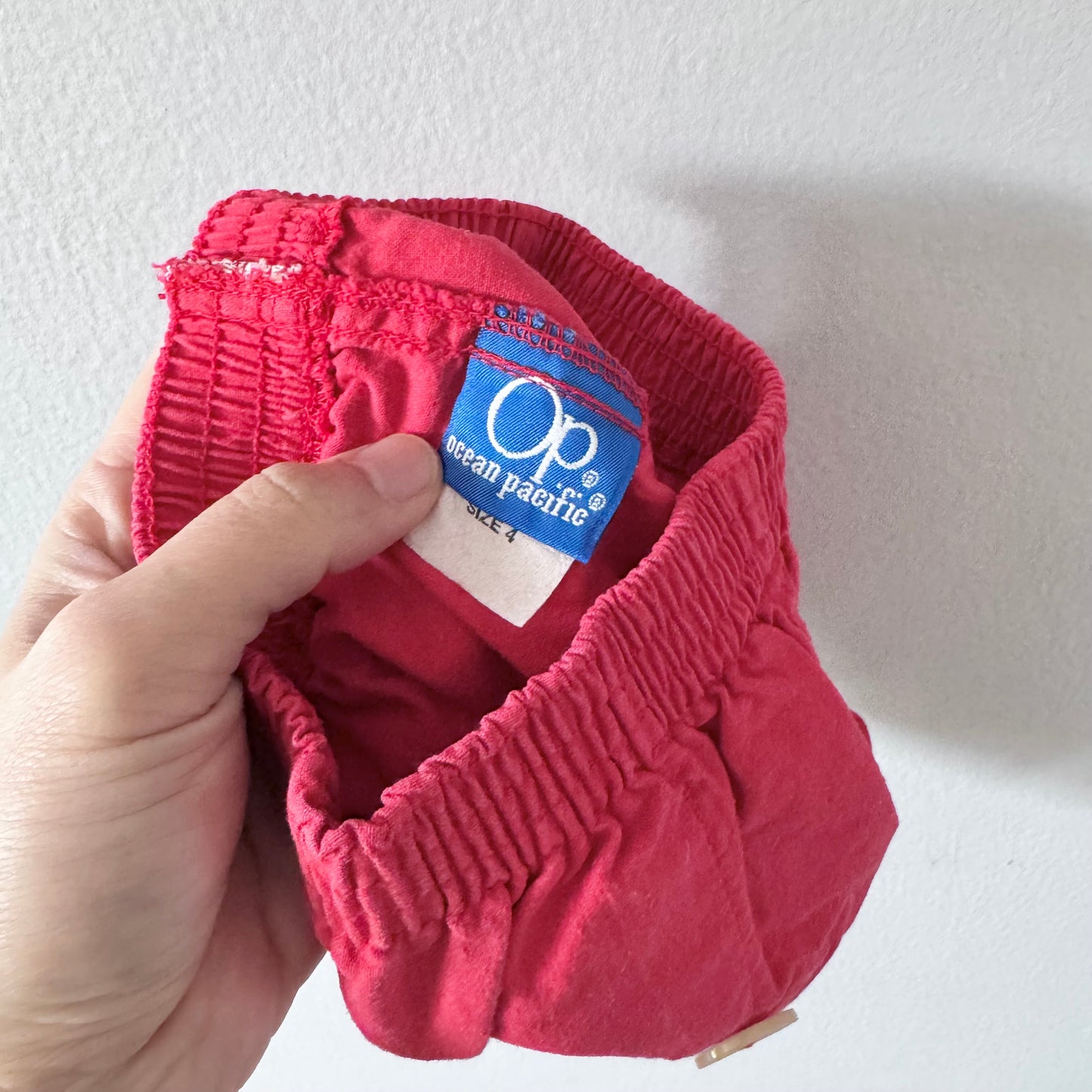 OP vintage / short rouge / 4 ans (convient à 18-24 mois)