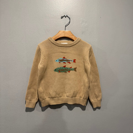 Little English / Beige cotton knit pullover / 4T