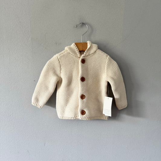 Snugabye / White cotton knit jacket / 3-6M - New with tag