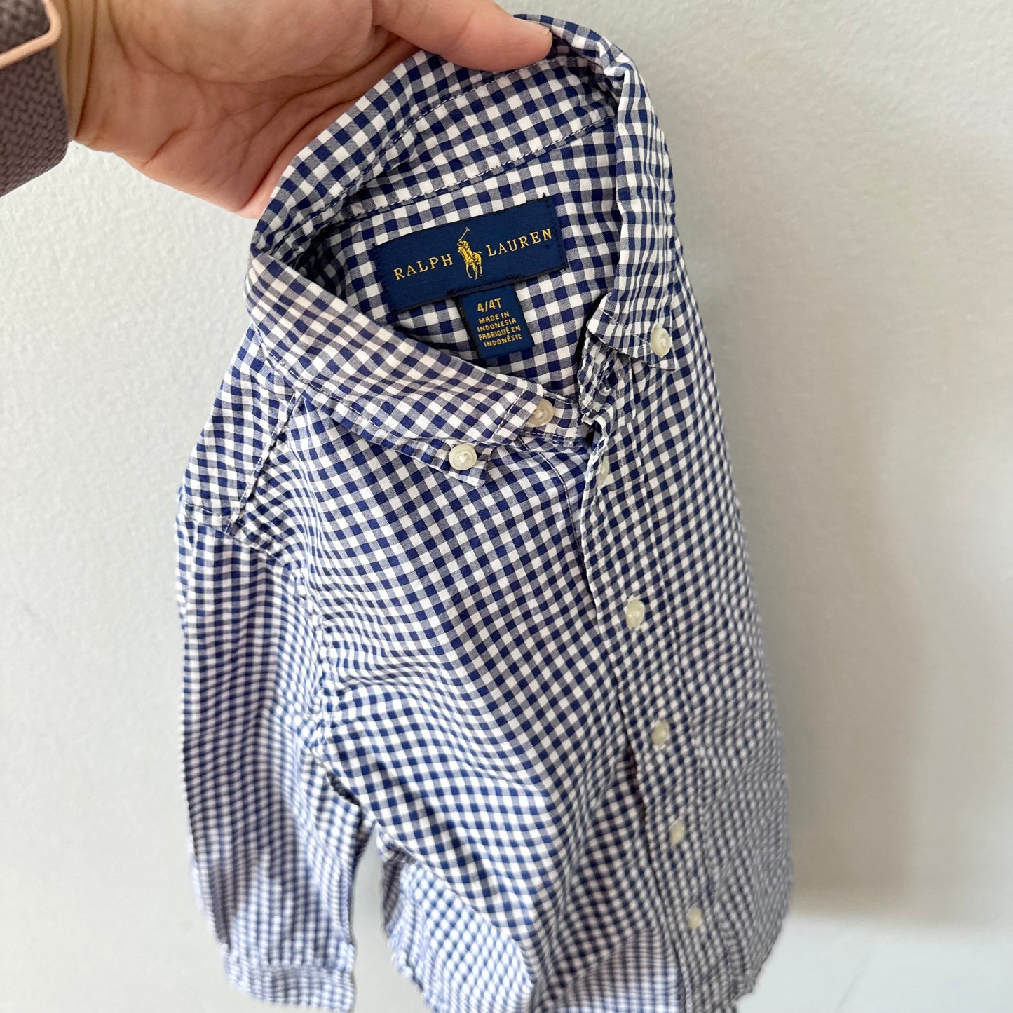 Polo Ralph Lauren / Blue white gingham shirt / 4T
