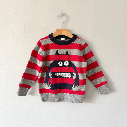 Gap / Red light grey stripe knit pullover / 3Y
