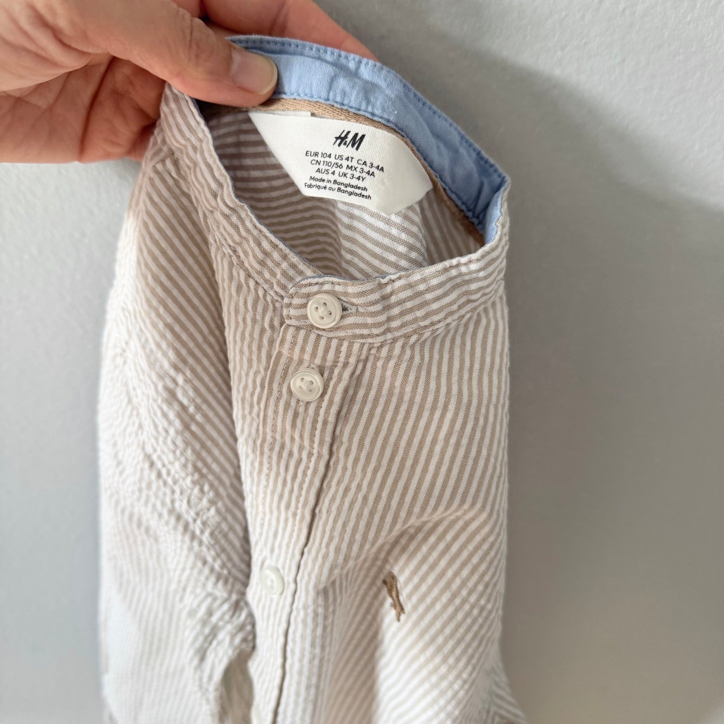 H&M / Beige white stripe shirt / 3-4Y