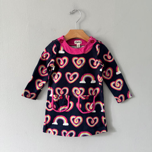 Hatley / Navy x rainbow heart dress / 2Y