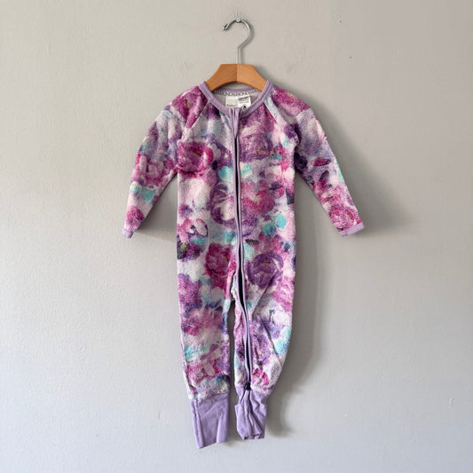 Bonds / Purple floral pile romper / 12-18M
