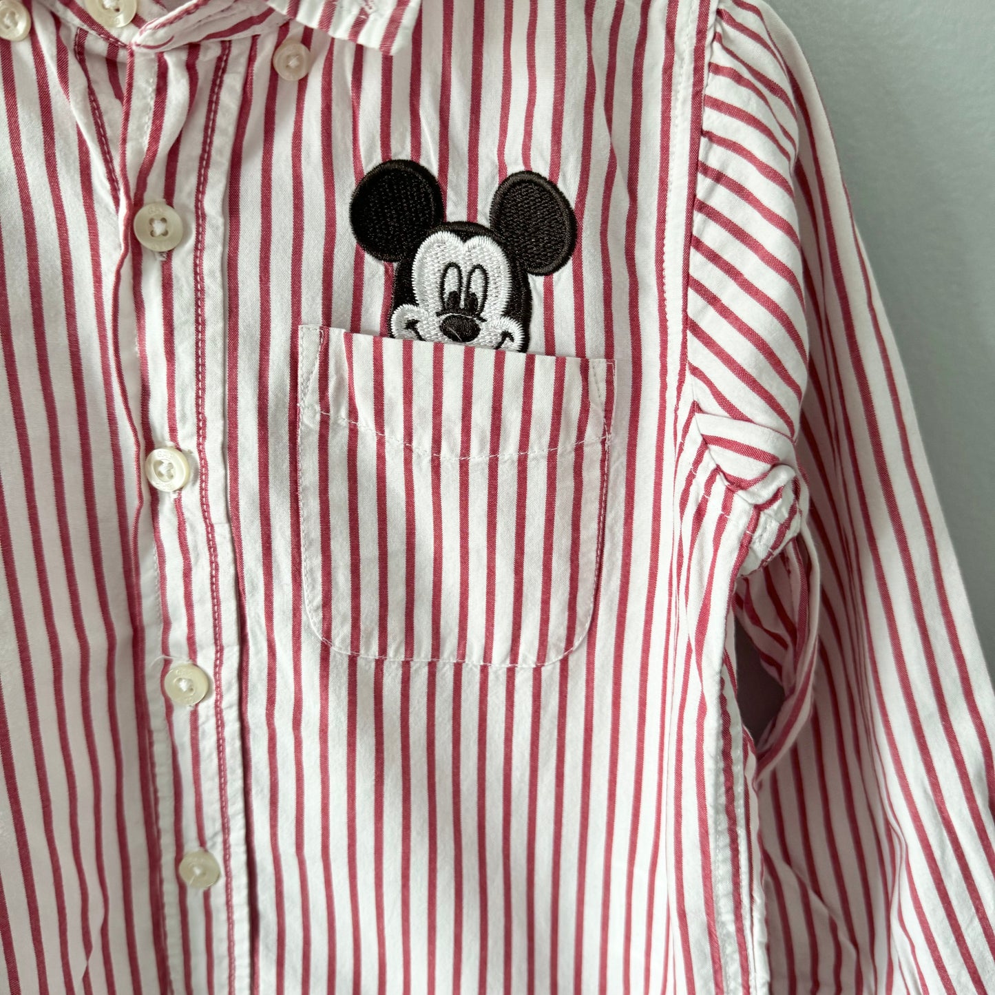 Gap x Disney	/ Mickey Red x white stripe shirt / 4Y