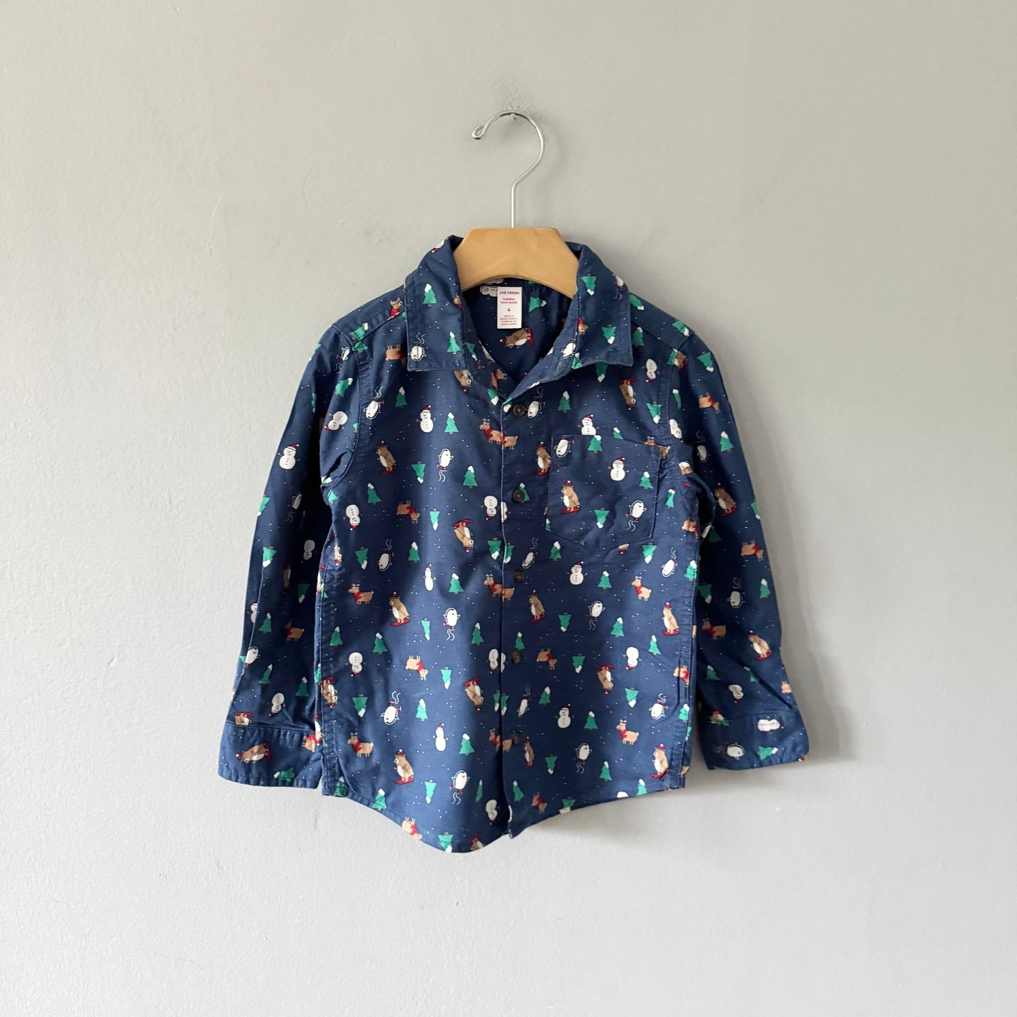 Joe Fresh / Navy holiday shirt / 4Y