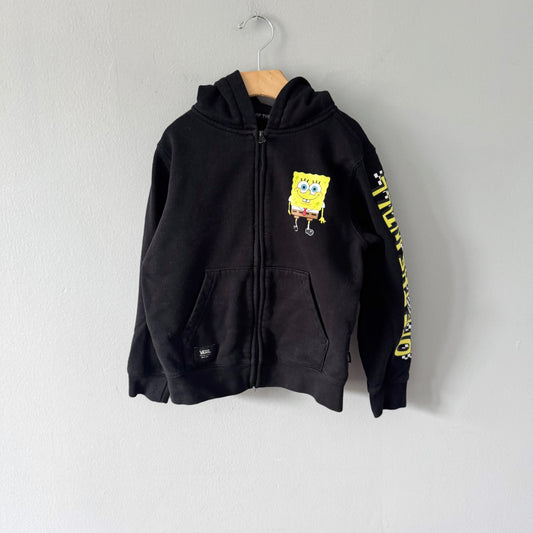 Vans x Sponge bob / Black zip up hoodie / 7Y