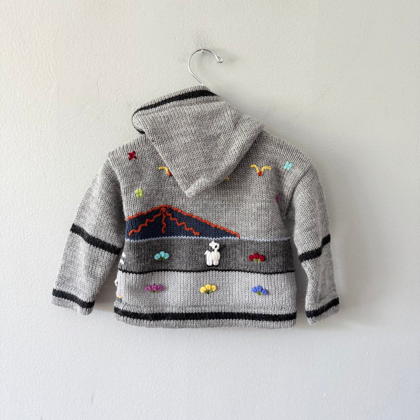 Handmade / Peruvian grey knit zip up jacket / 12M