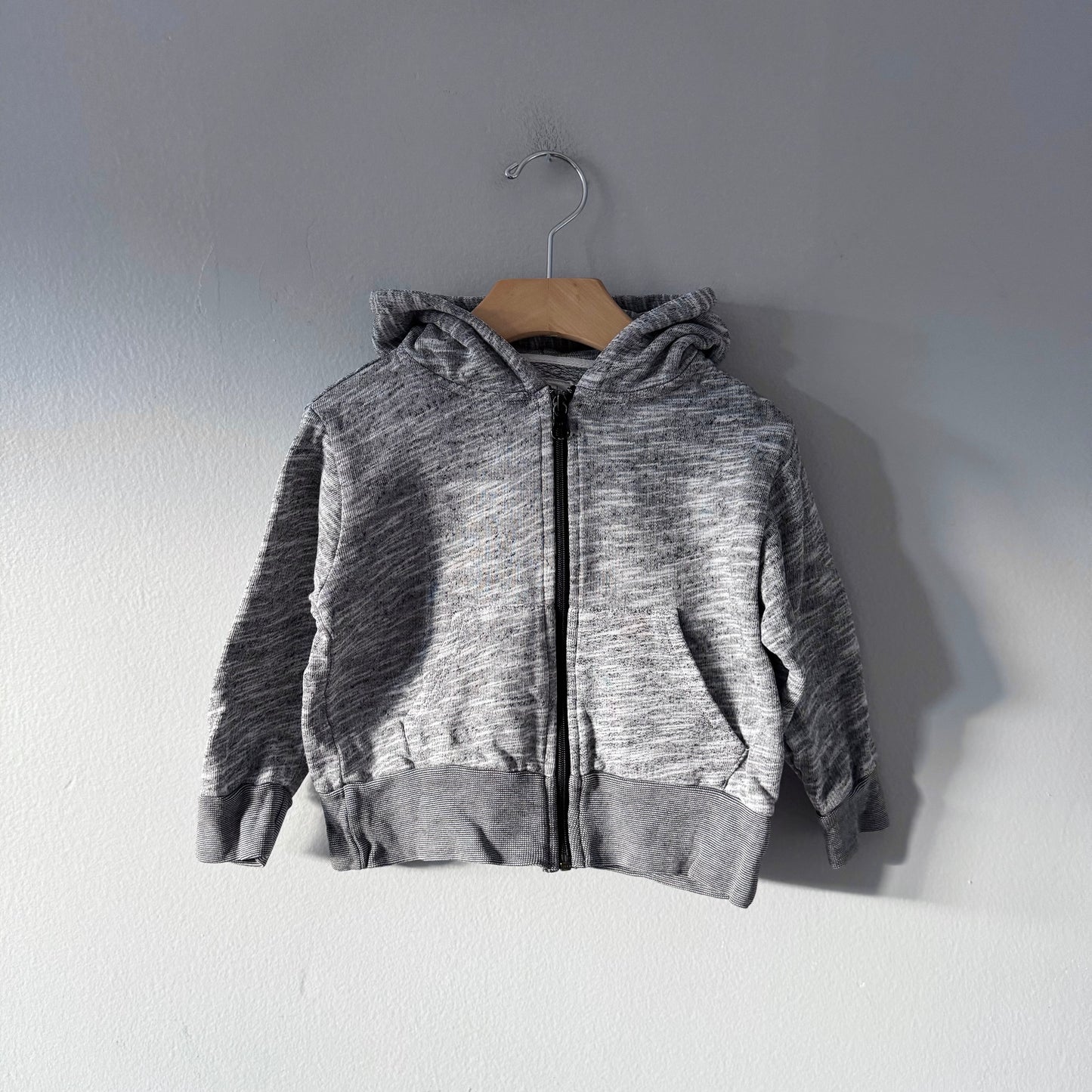 Mini mioche / Salt and pepper zip up hoodie / 1-2Y