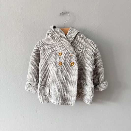 Beba bean / Veste en maille de coton gris clair / 12-18 mois - Neuve avec étiquette