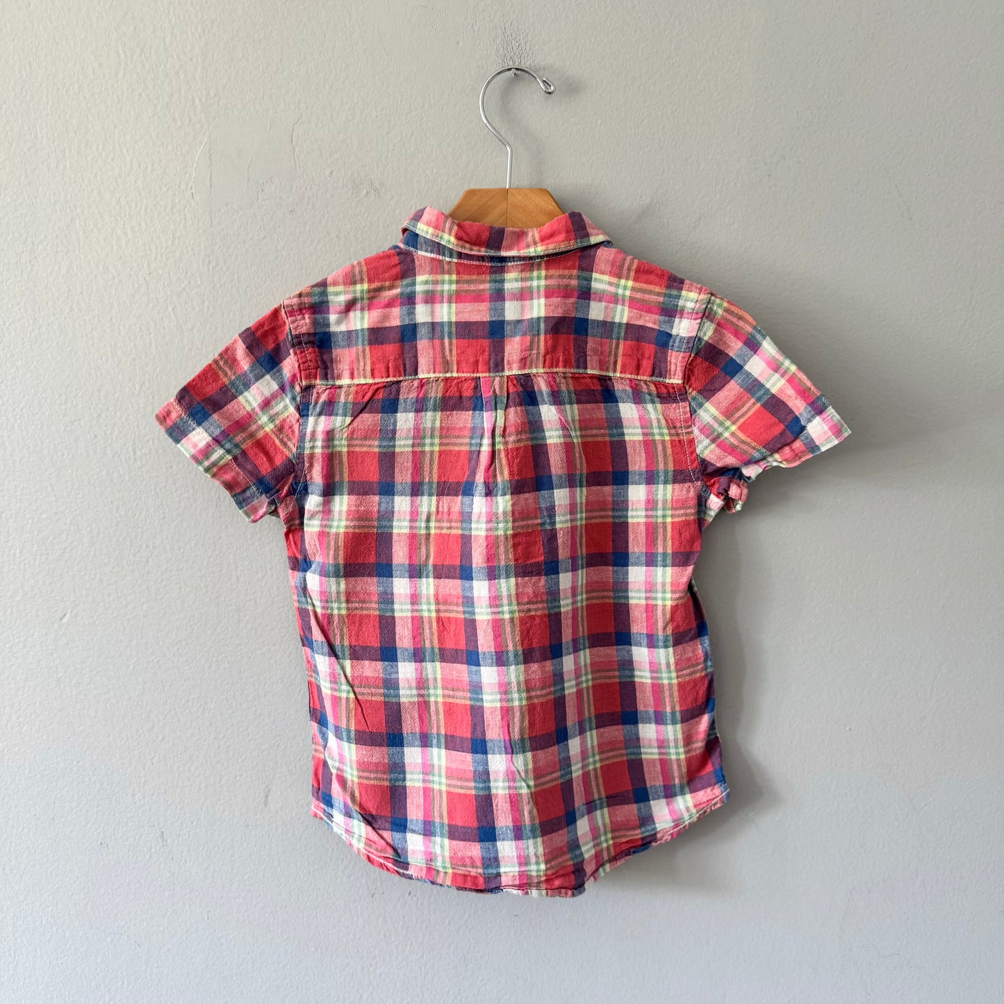 Mini Boden / Red pink checked shirt / 6-7Y