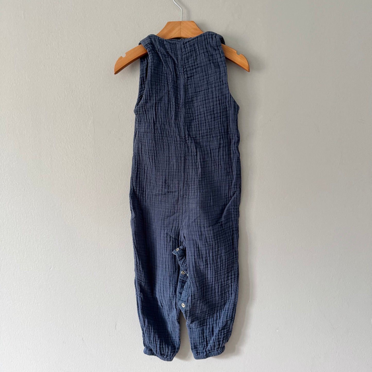 Rise Little Earthling / Navy muslin tank romper / 18-24M