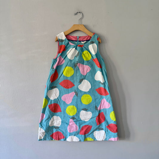 Mini Boden / Blue x fruits corduroy dress / 9-10Y