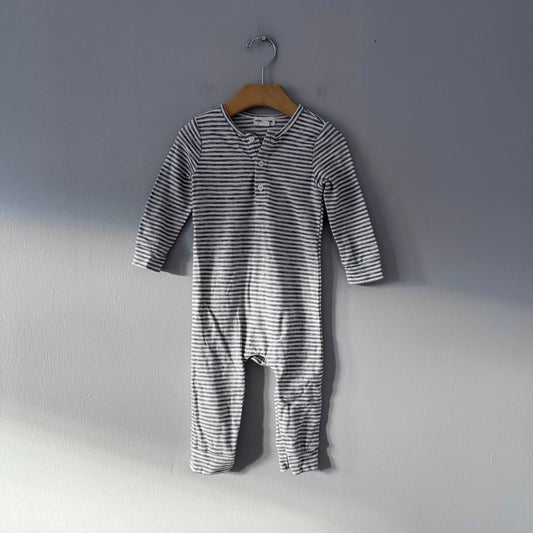 Miles the label / White x black stripe romper / 18M