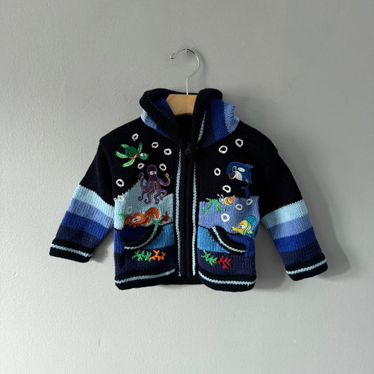 No brand / Sea creature knit zip up / 12M