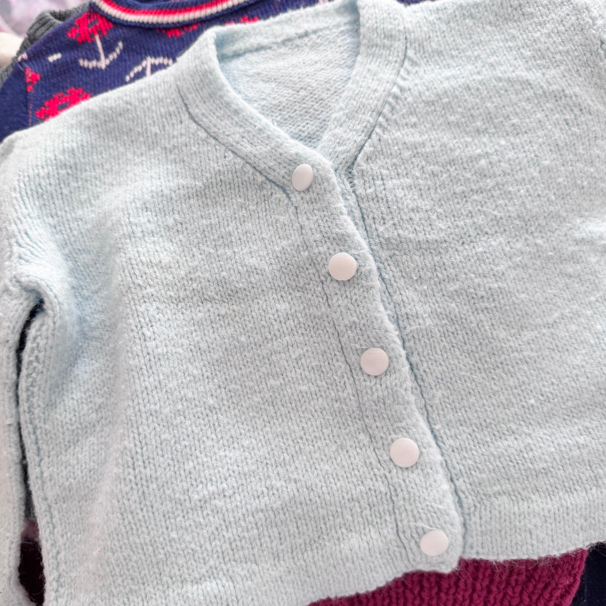 Handmade / Light blue knit cardigan / 12-18M