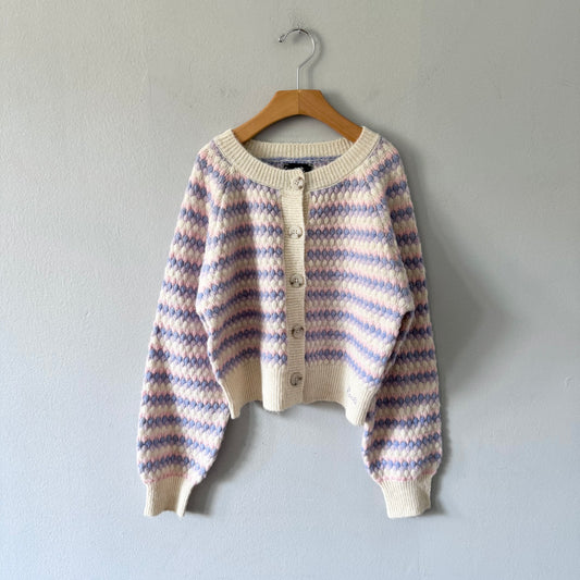 Roots / Pastel bubble knit cardigan / 7-8Y