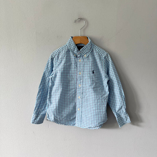 Polo Ralph Lauren	/ Blue checked dress shirt / 4Y