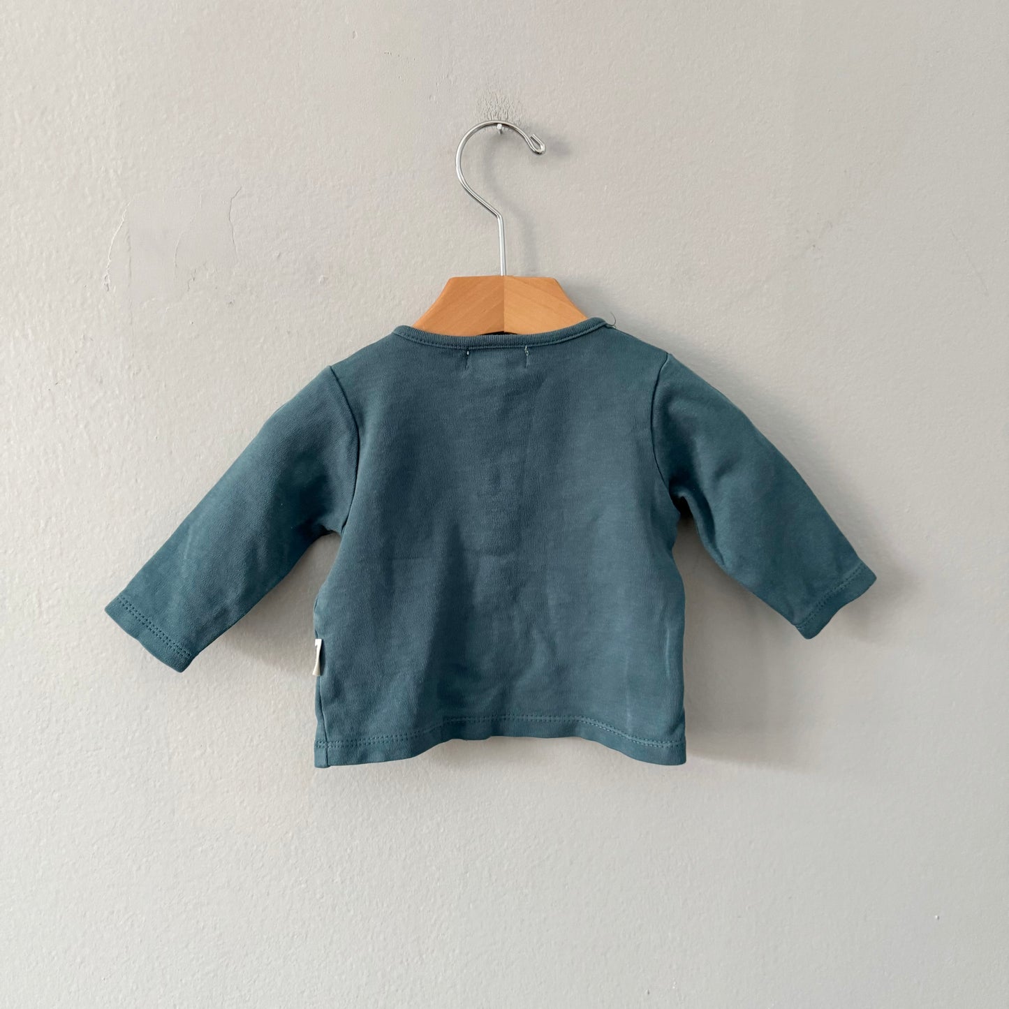 Rabbit + Bear / Dark green cotton cardigan / 3-6M