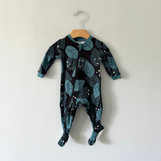 Zippyjamz / Black x leafs romper / 3-6M
