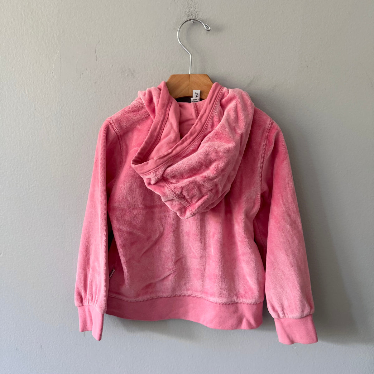 Maxomorra / Pink velour zip up hoodie / 3-4Y
