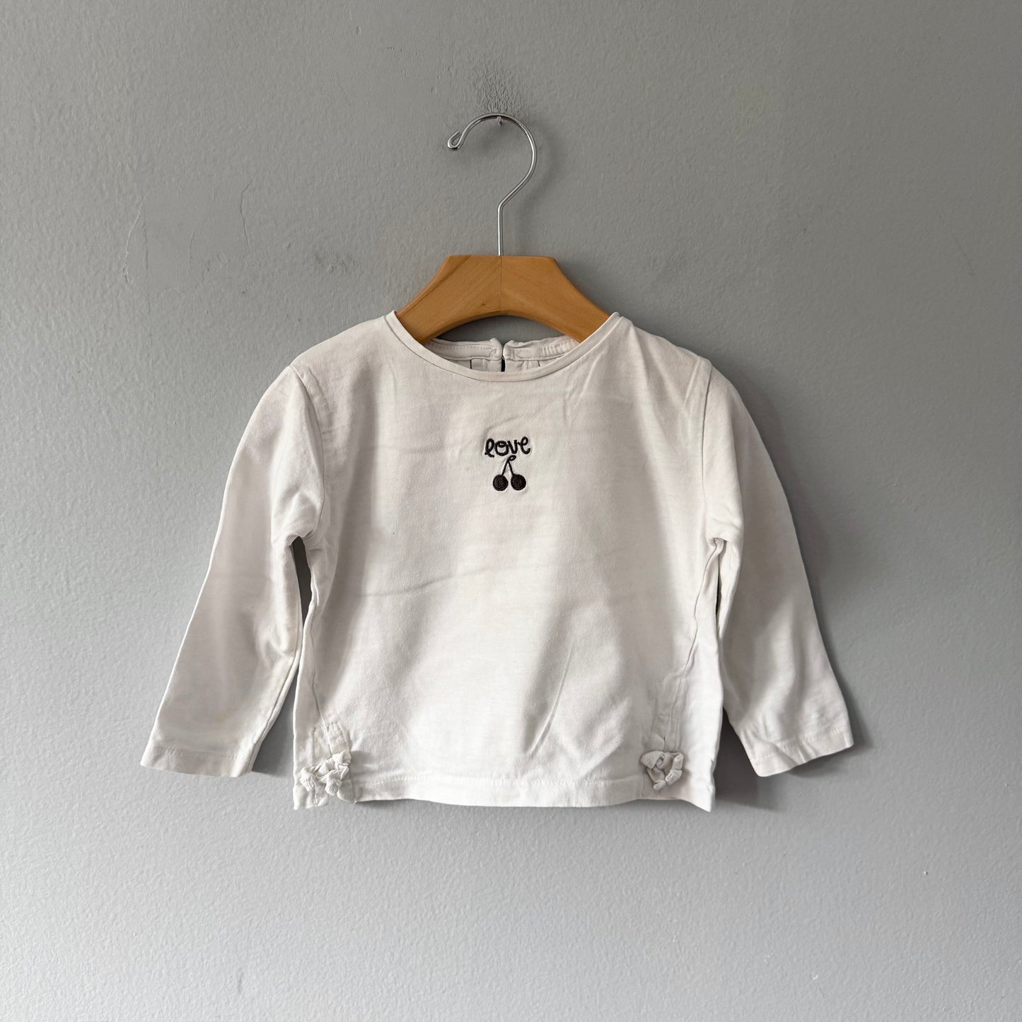 Zara / White cherry love long sleeve / 12-18M