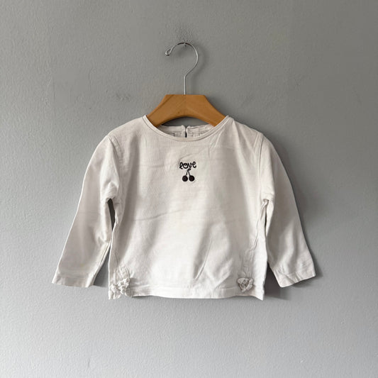 Zara / White cherry love long sleeve / 12-18M