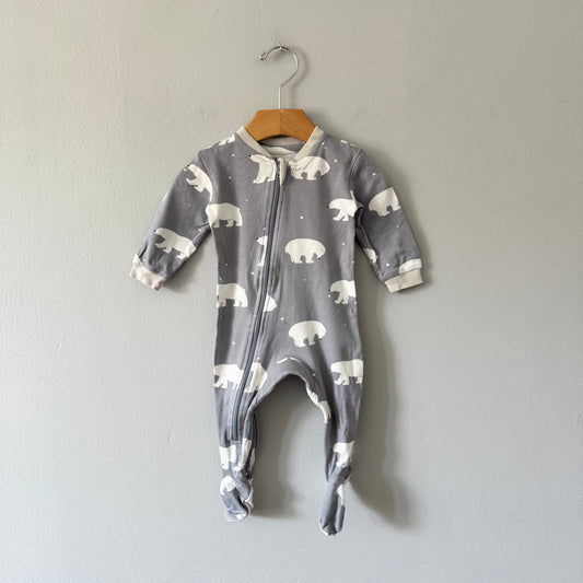 Zippyjamz / Grey x polar bear organic cotton sleeper / 3-6M