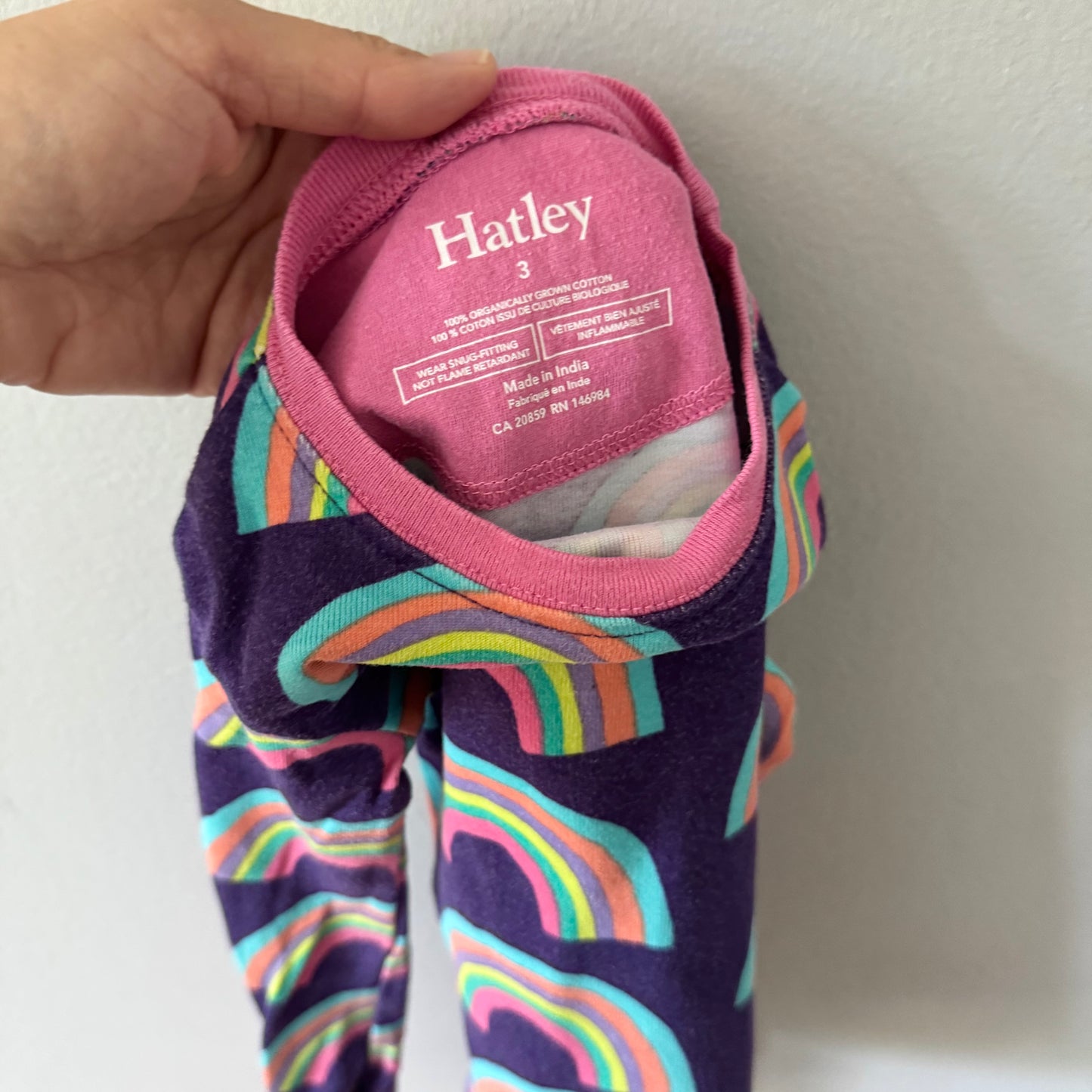 Hatley / Purple x rainbow pajama set / 3Y