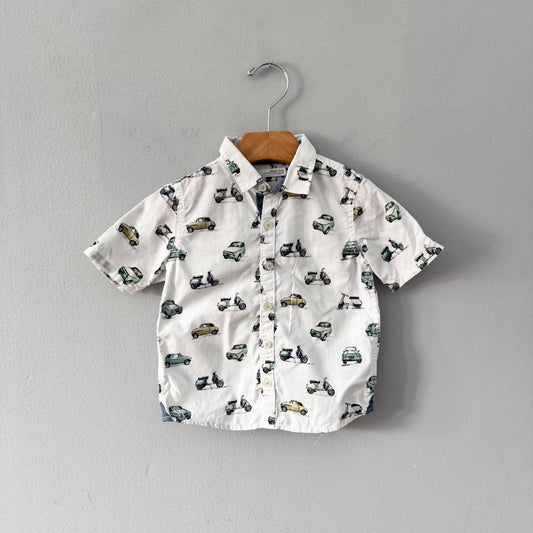 Next / White x car short sleeve shirt / 18-24M