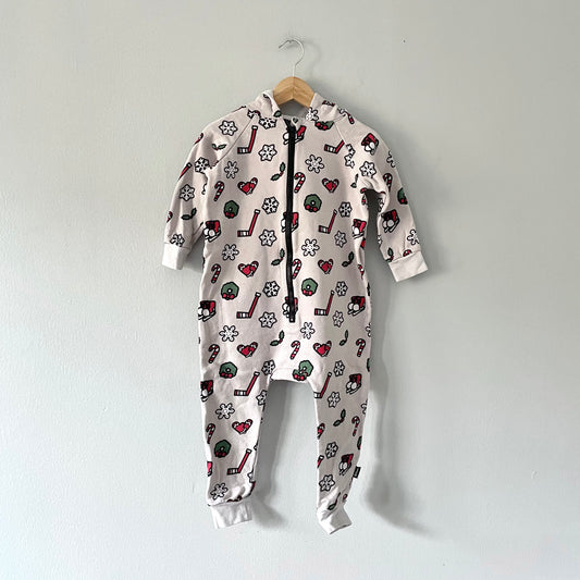 Whistle & Flute / Holiday pattern sweat romper / 1-2Y