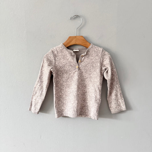 H&M / Beige x floral long sleeve / 12-18M