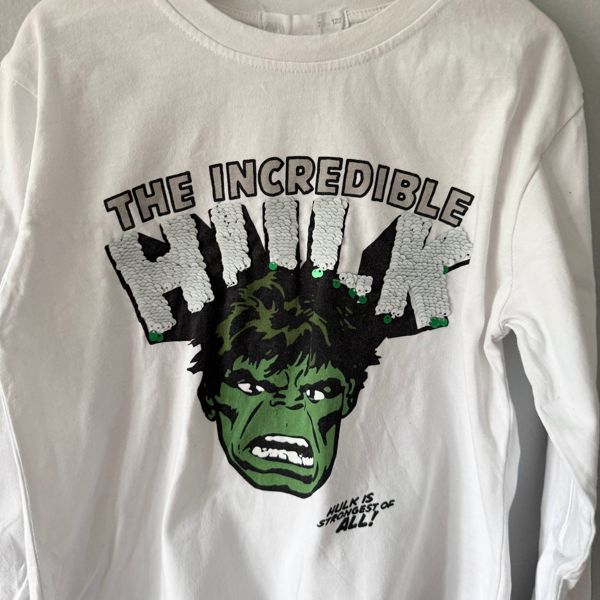 Zara x Marvel / Hulk sequin long sleeve top / 7Y
